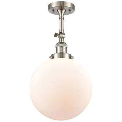 Innovations Lighting Franklin Beacon 10"w Satin Nickel Adjustable Semi.flush W/ White Shade