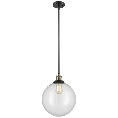 Innovations Lighting Franklin Beacon 12" Black Brass Stemmed Mini Pendant W/ Clear Shade