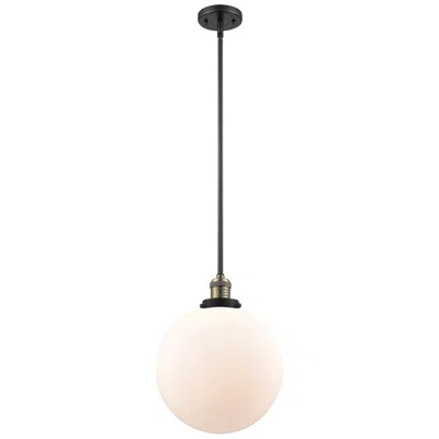 Innovations Lighting Franklin Beacon 12" Black Brass Stemmed Mini Pendant W/ White Shade