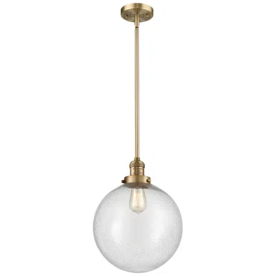 Innovations Lighting Franklin Beacon 12" Brushed Brass Stemmed Mini Pendant W/ Seedy Shade