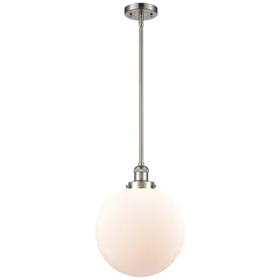 Innovations Lighting Franklin Beacon 12" Brushed Nickel Stemmed Mini Pendant W/ White Shade