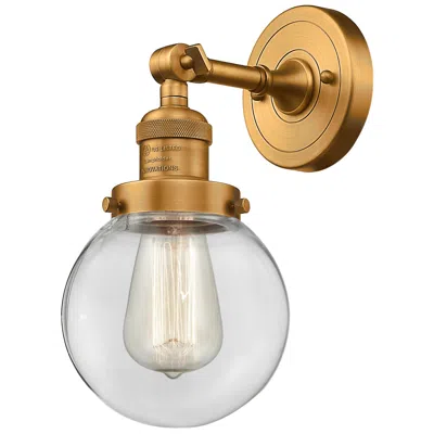 Innovations Lighting Franklin Beacon 12" High Brushed Brass Sconce W/ Clear Shade