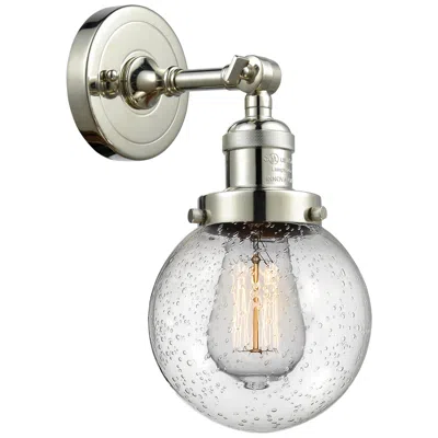 Innovations Lighting Franklin Beacon 12" High Polished Nickel Sconce W/ Seedy Shade