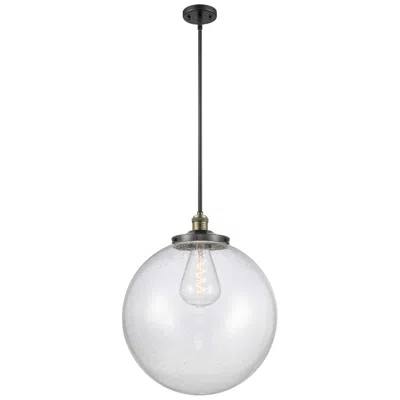 Innovations Lighting Franklin Beacon 18"w Black Brass Stemmed Pendant W/ Seedy Shade