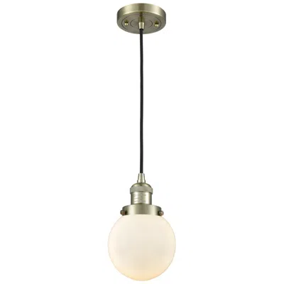 Innovations Lighting Franklin Beacon 6" Wide Antique Brass Corded Mini Pendant W/ White Sha