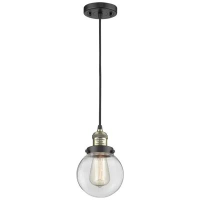 Innovations Lighting Franklin Beacon 6" Wide Black Brass Corded Mini Pendant W/ Clear Shade