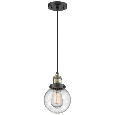 Innovations Lighting Franklin Beacon 6" Wide Black Brass Corded Mini Pendant W/ Seedy Shade