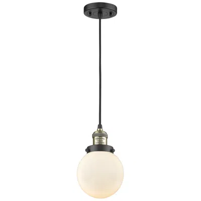 Innovations Lighting Franklin Beacon 6" Wide Black Brass Corded Mini Pendant W/ White Shade