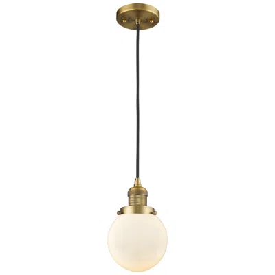 Innovations Lighting Franklin Beacon 6" Wide Brushed Brass Corded Mini Pendant W/ White Sha