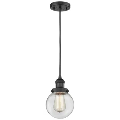 Innovations Lighting Franklin Beacon 6" Wide Matte Black Corded Mini Pendant W/ Clear Shade