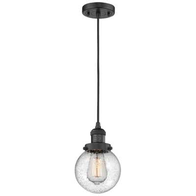 Innovations Lighting Franklin Beacon 6" Wide Matte Black Corded Mini Pendant W/ Seedy Shade