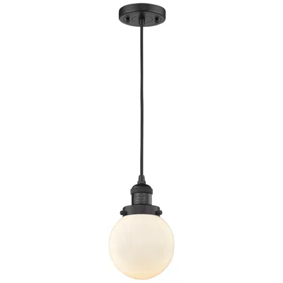 Innovations Lighting Franklin Beacon 6" Wide Matte Black Corded Mini Pendant W/ White Shade