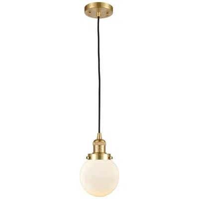 Innovations Lighting Franklin Beacon 6" Wide Satin Gold Corded Mini Pendant W/ Matte White