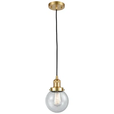 Innovations Lighting Franklin Beacon 6" Wide Satin Gold Corded Mini Pendant W/ Seedy Shade