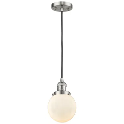Innovations Lighting Franklin Beacon 6"w Brushed Satin Nickel Corded Mini Pendant W/ White