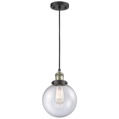 Innovations Lighting Franklin Beacon 8" Wide Black Brass Corded Mini Pendant W/ Seedy Shade