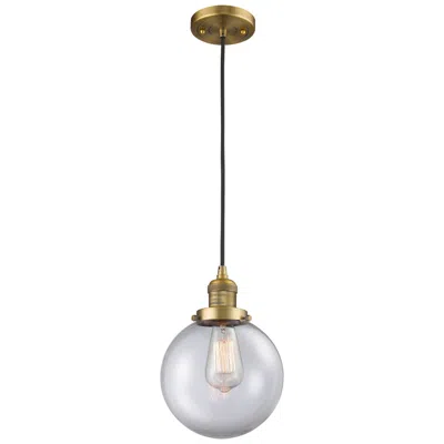 Innovations Lighting Franklin Beacon 8" Wide Brushed Brass Corded Mini Pendant W/ Clear Sha