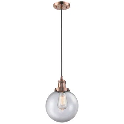 Innovations Lighting Franklin Beacon 8" Wide Copper Corded Mini Pendant W/ Clear Shade