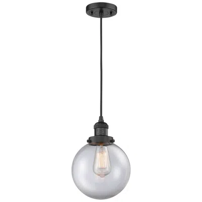Innovations Lighting Franklin Beacon 8" Wide Matte Black Corded Mini Pendant W/ Clear Shade