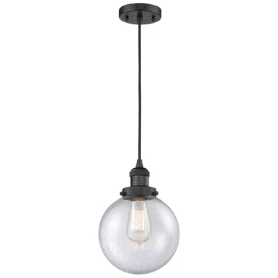Innovations Lighting Franklin Beacon 8" Wide Matte Black Corded Mini Pendant W/ Seedy Shade