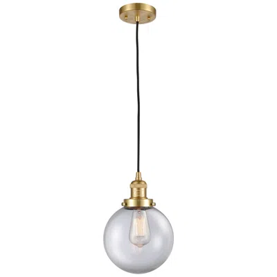 Innovations Lighting Franklin Beacon 8" Wide Satin Gold Corded Mini Pendant W/ Clear Shade