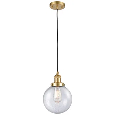 Innovations Lighting Franklin Beacon 8" Wide Satin Gold Corded Mini Pendant W/ Seedy Shade