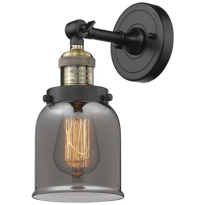 Innovations Lighting Franklin Bell 10" High Black Brass Sconce W/ Plated Smoke Shade