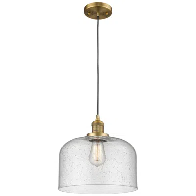 Innovations Lighting Franklin Bell 12" Brushed Brass Corded Mini Pendant W/ Seedy Shade