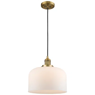 Innovations Lighting Franklin Bell 12" Brushed Brass Corded Mini Pendant W/ White Shade