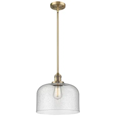 Innovations Lighting Franklin Bell 12" Brushed Brass Stemmed Mini Pendant W/ Seedy Shade