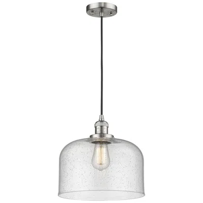 Innovations Lighting Franklin Bell 12" Brushed Nickel Corded Mini Pendant W/ Seedy Shade