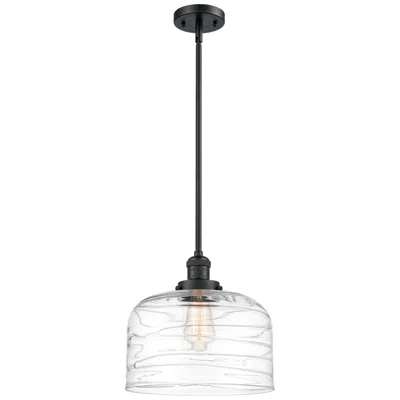 Innovations Lighting Franklin Bell 12" Matte Black Stemmed Mini Pendant W/ Deco Shade