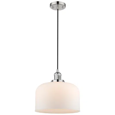 Innovations Lighting Franklin Bell 12" Polished Nickel Corded Mini Pendant W/ White Shade