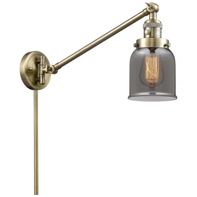 Innovations Lighting Franklin Bell 25" High Antique Brass Swing Arm W/ Plated Smoke Shade