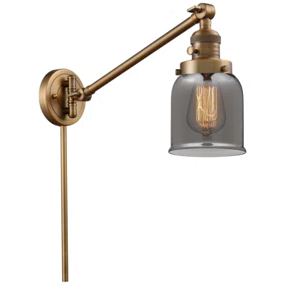 Innovations Lighting Franklin Bell 25" High Brushed Brass Swing Arm W/ Plated Smoke Shade
