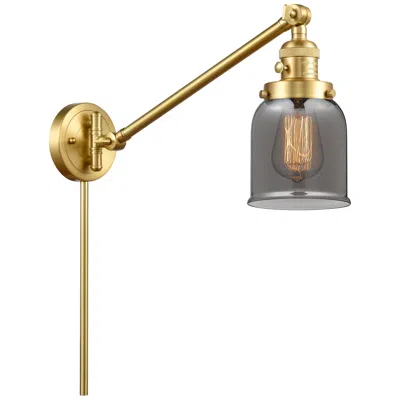 Innovations Lighting Franklin Bell 25" High Satin Gold Swing Arm W/ Plated Smoke Shade