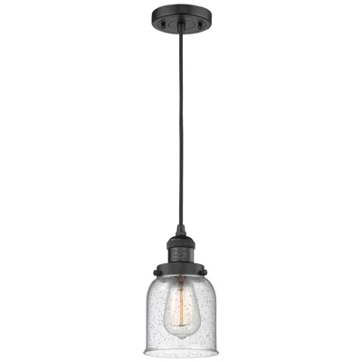 Innovations Lighting Franklin Bell 5" Wide Matte Black Corded Mini Pendant W/ Seedy Shade