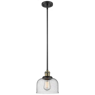 Innovations Lighting Franklin Bell 8" Black Brass Stemmed Mini Pendant W/ Seedy Shade