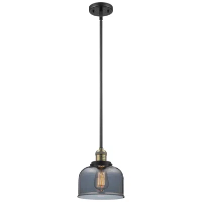 Innovations Lighting Franklin Bell 8" Black Brass Stemmed Mini Pendant W/ Smoke Shade