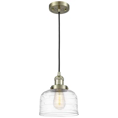 Innovations Lighting Franklin Bell 8" Wide Antique Brass Corded Mini Pendant W/ Deco Swirl