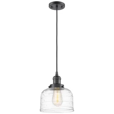 Innovations Lighting Franklin Bell 8" Wide Bronze Corded Mini Pendant W/ Deco Swirl Shade