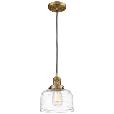 Innovations Lighting Franklin Bell 8" Wide Brushed Brass Corded Mini Pendant W/ Deco Swirl