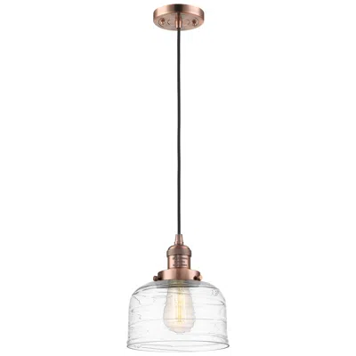 Innovations Lighting Franklin Bell 8" Wide Copper Corded Mini Pendant W/ Clear Deco Swirl S