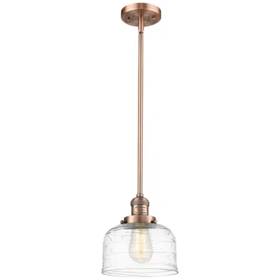 Innovations Lighting Franklin Bell 8" Wide Copper Stem Hung Mini Pendant W/ Deco Swirl Shad