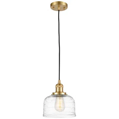 Innovations Lighting Franklin Bell 8" Wide Gold Corded Mini Pendant W/ Deco Swirl Shade