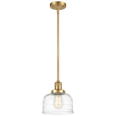 Innovations Lighting Franklin Bell 8" Wide Gold Stem Hung Mini Pendant W/ Deco Swirl Shade