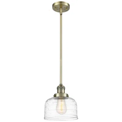 Innovations Lighting Franklin Bell 8"w Antique Brass Stem Hung Mini Pendant W/ Deco Swirl S