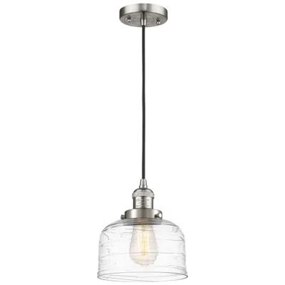 Innovations Lighting Franklin Bell 8"w Brushed Nickel Corded Mini Pendant W/ Deco Swirl Sha