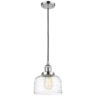 Innovations Lighting Franklin Bell 8"w Polished Chrome Corded Mini Pendant W/ Deco Swirl Sh