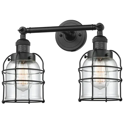 Innovations Lighting Franklin Bell Cage 16" 2-light Matte Black Bath Light W/ Clear Shade